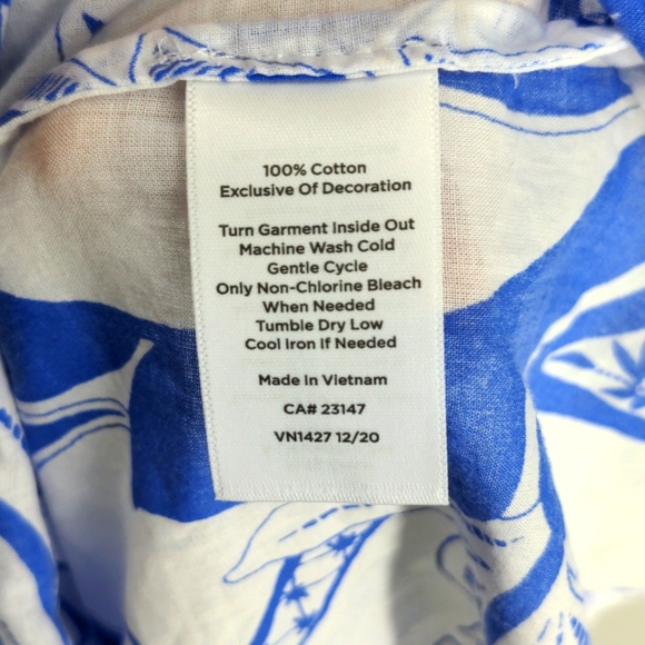 Talbots White & Blue Paisley Floral Light Weight Cotton Tunic Shirt Small - Picture 6 of 6